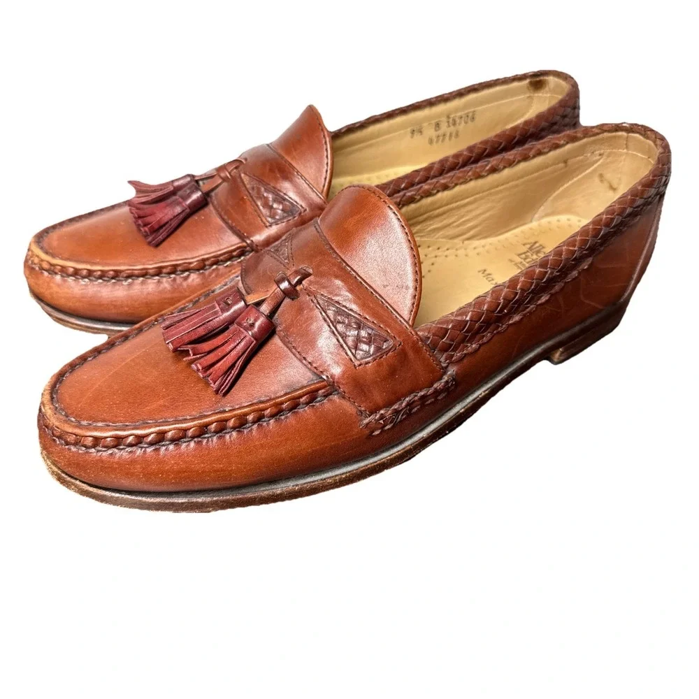 Allen Edmonds Maxfield Tassel Loafers Brown Sz 9.5 B Leather Office formal